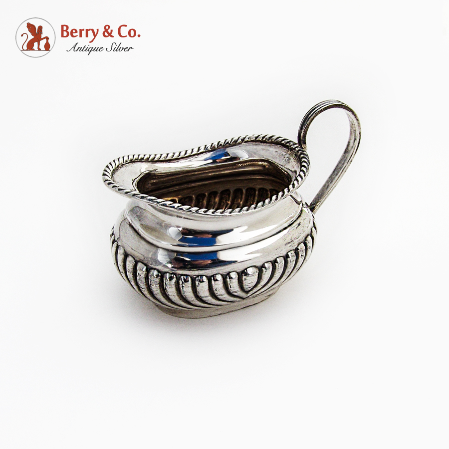 Antique English Fluted Creamer Gadroon Rim Sterling Silver 1897 London