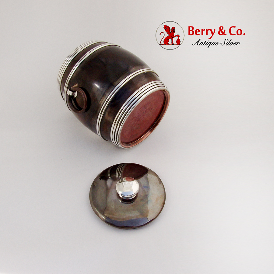 Antique Mixed Metals Cigar Humidor Barrel Shaped Black Starr and Frost