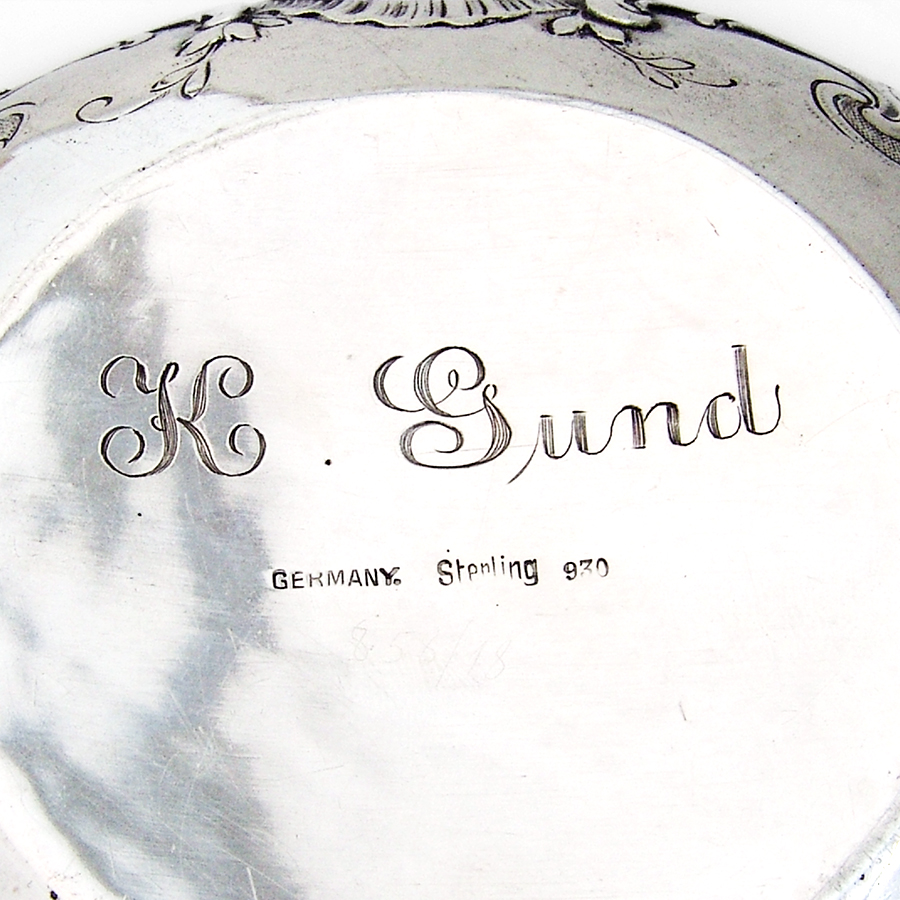 Large Round Dresser Box German Sterling Silver 1890
