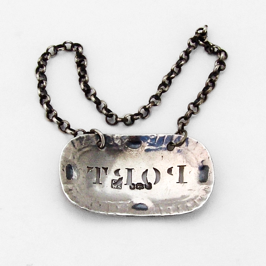Cutwork Port Bottle Label Gadroon Shell Border Sterling 1838 London