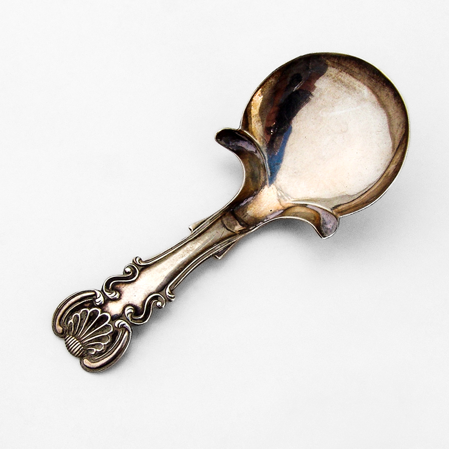 Shell Scroll Tea Caddy Spoon Bettridge Sterling Silver 1820