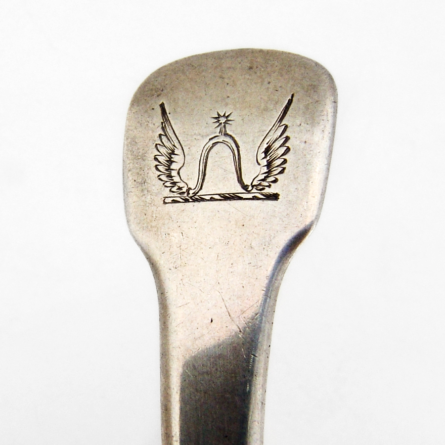 Winged Bell Crest Tea Caddy Spoon Wintle Sterling 1823 London