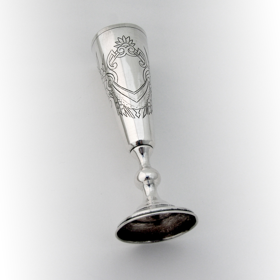 Engraved Russian Tall Vodka Shot Cup 84 Standard Silver 1894