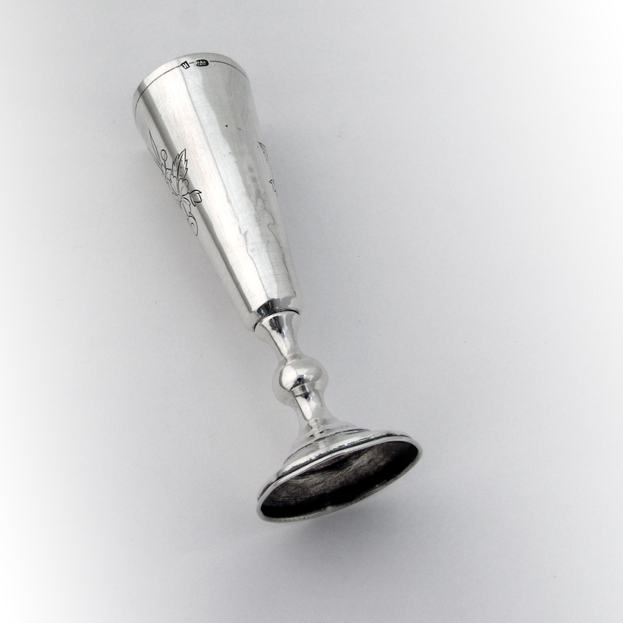 Engraved Russian Tall Vodka Shot Cup 84 Standard Silver 1894