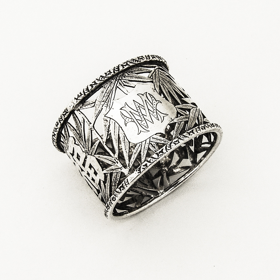 Cutwork Bamboo Chinese Character Napkin Ring Wosheng Silver
