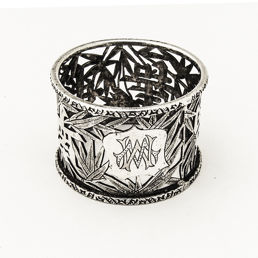 Cutwork Bamboo Chinese Character Napkin Ring Wosheng Silver