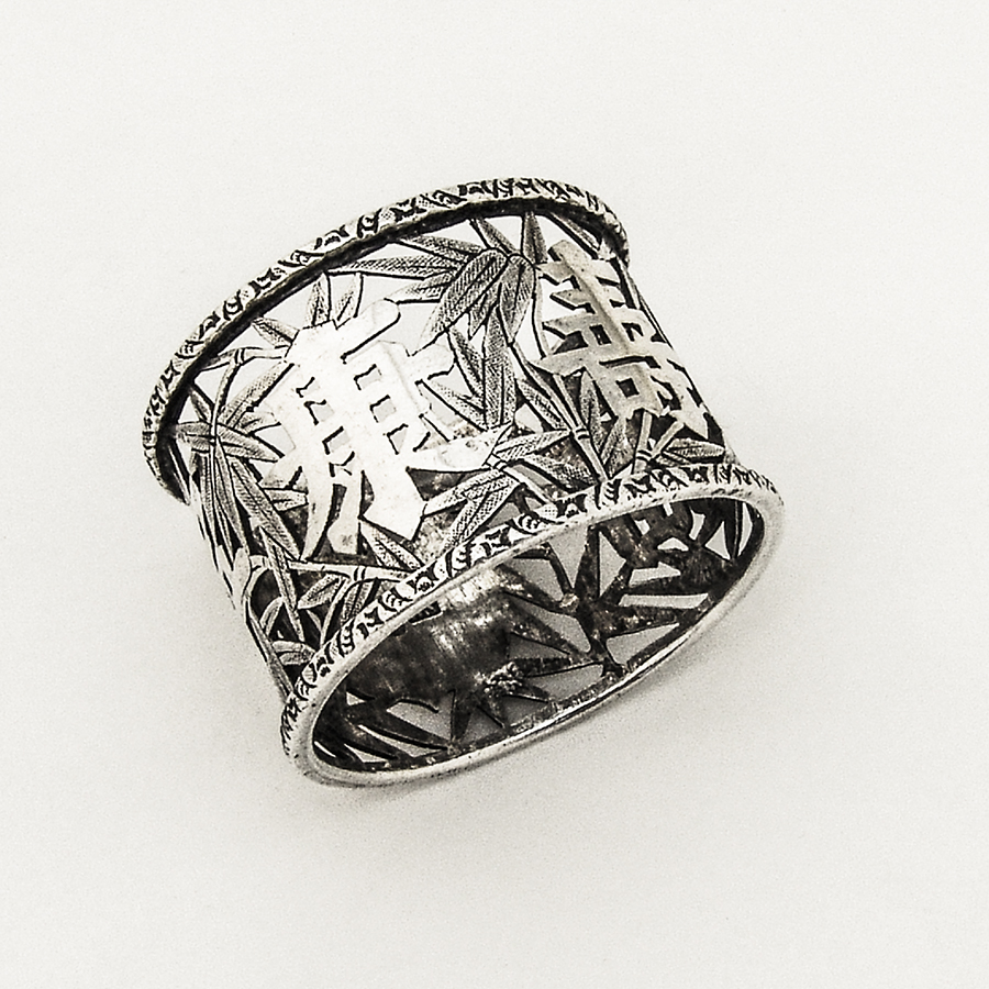Cutwork Bamboo Chinese Character Napkin Ring Wosheng Silver