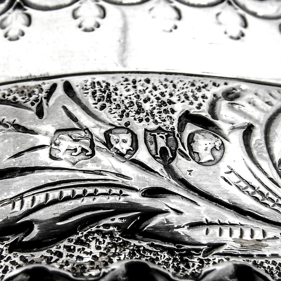 Victorian Scenic Heart Form Box Chawner Sterling Silver 1885 London