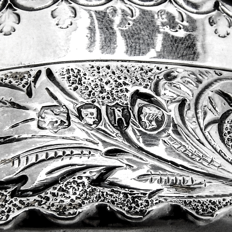 Victorian Scenic Heart Form Box Chawner Sterling Silver 1885 London