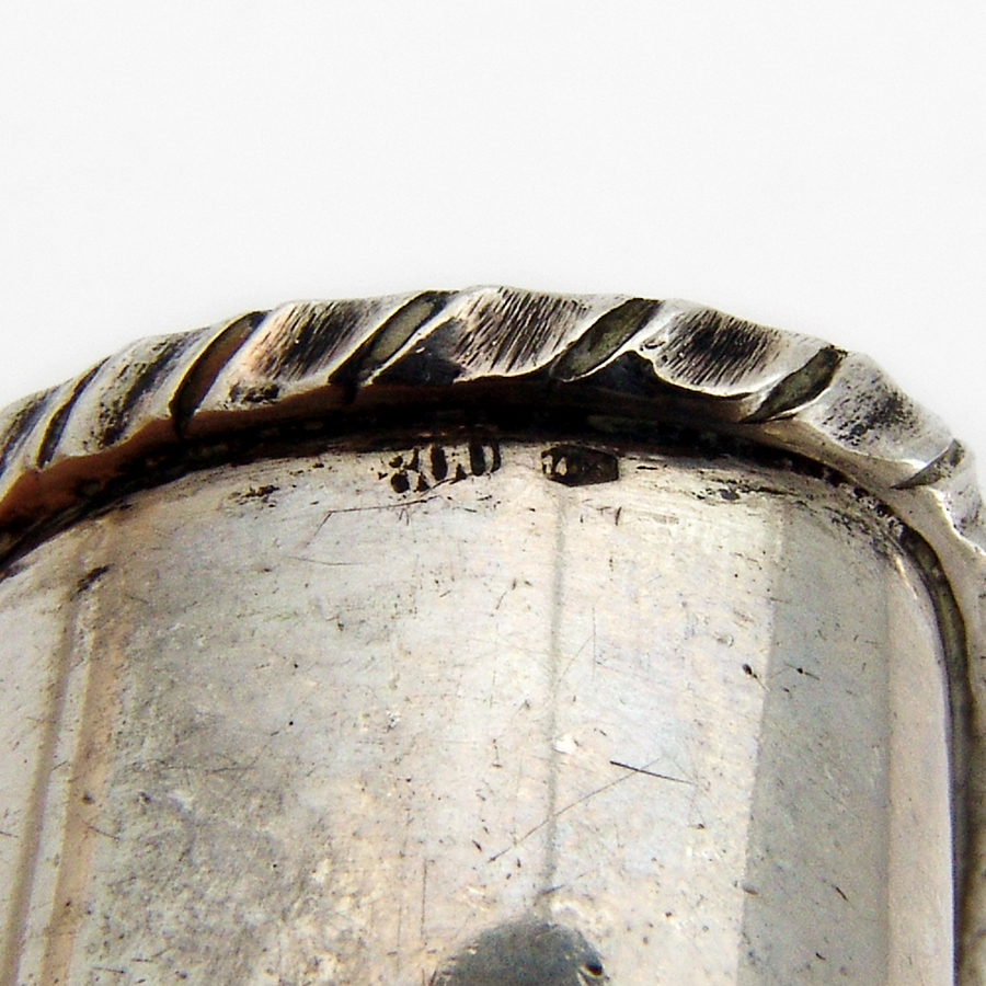 Italian Oval Napkin Ring Applied Rims 800 Silver Mono