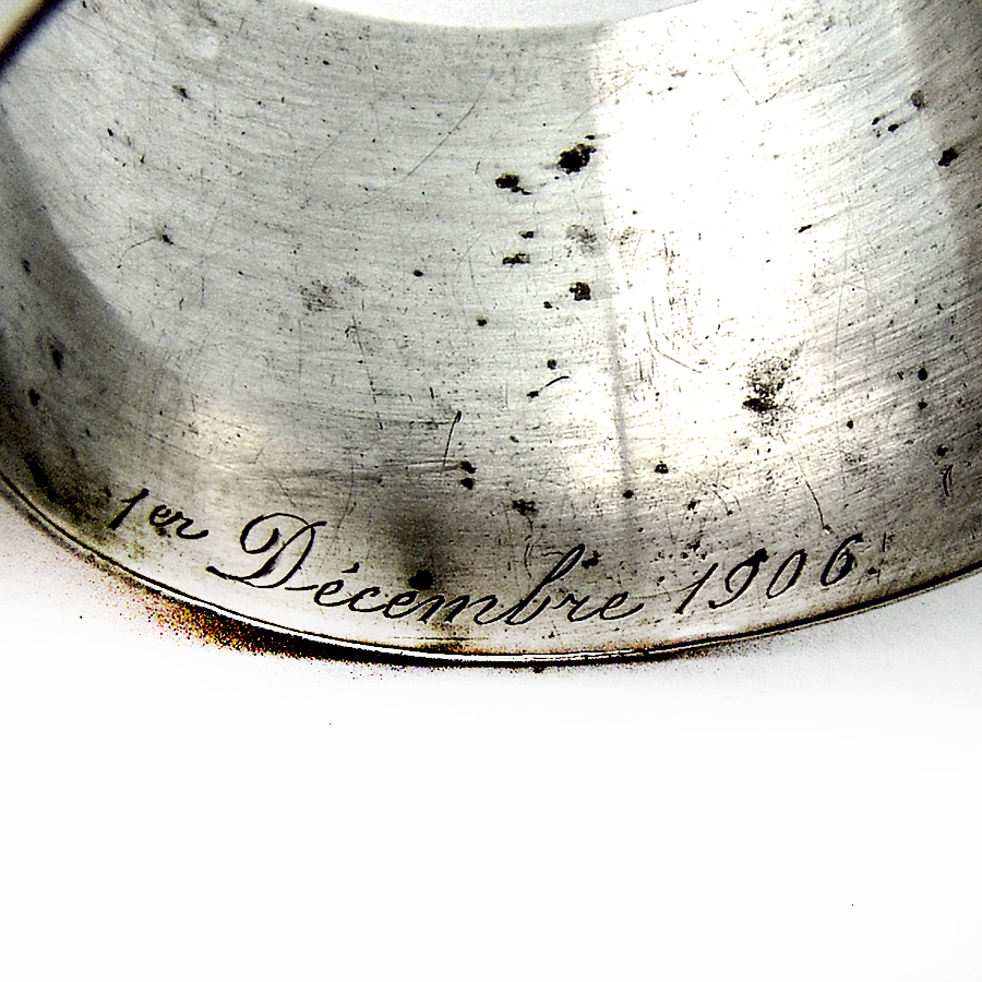 French Engraved Scroll Foliate Napkin Ring Sterling Silver 1900