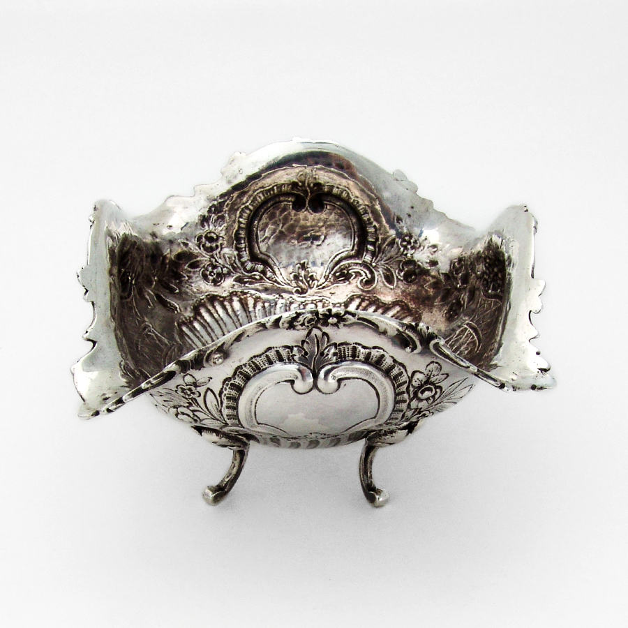 German Ornate Footed Bowl Floral Fruit Baskets 800 Silver 1890