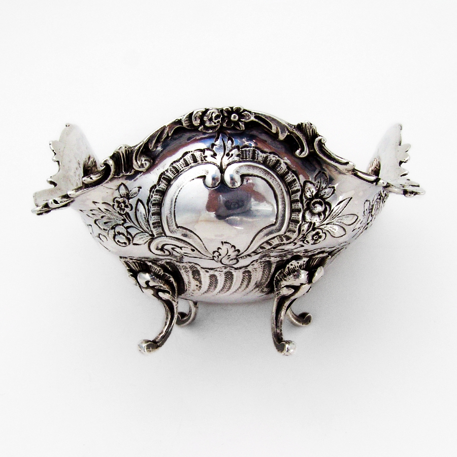 German Ornate Footed Bowl Floral Fruit Baskets 800 Silver 1890