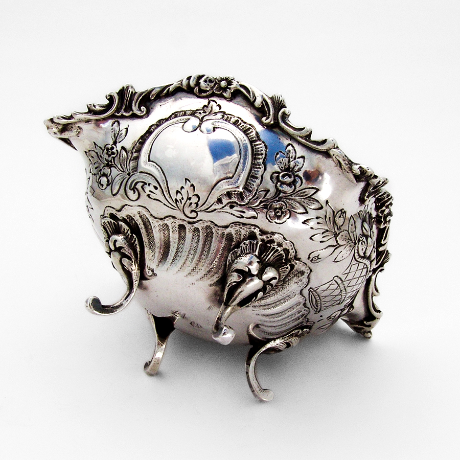 German Ornate Footed Bowl Floral Fruit Baskets 800 Silver 1890