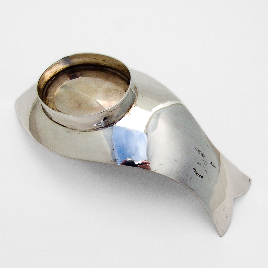Fish Form Cigar Ash Tray Reyes Sterling Silver Mexico 1960s