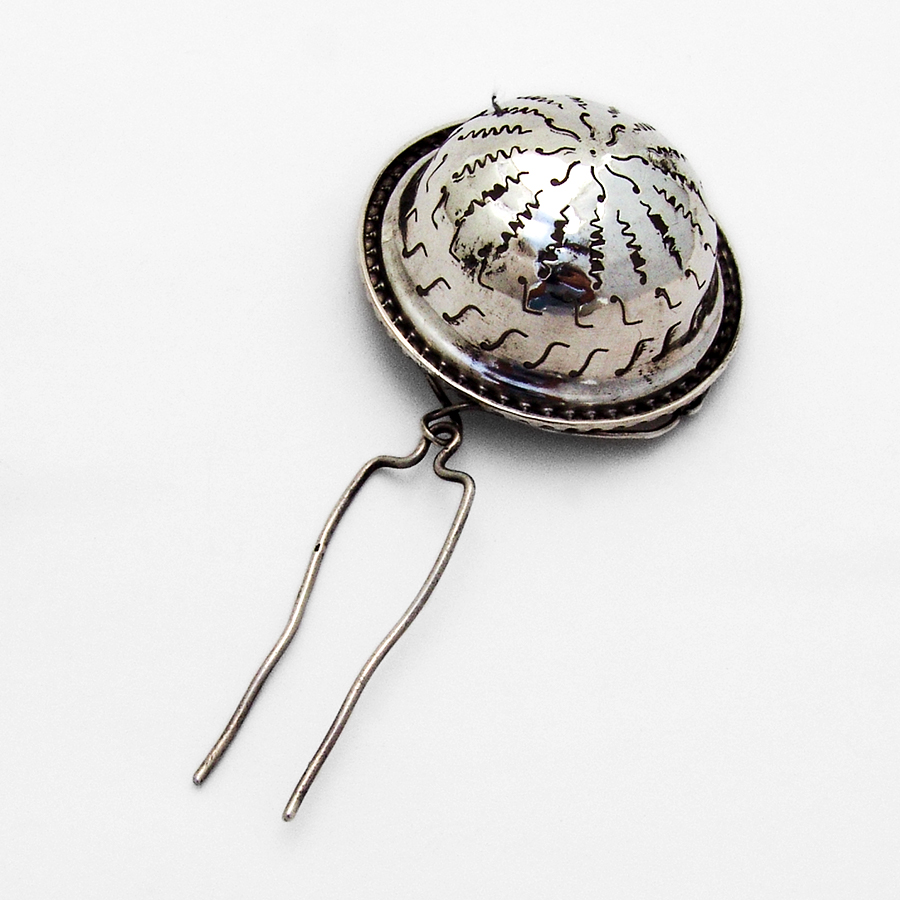 French Beaded Tea Strainer Basket Fancy Piercings 800 Silver 1900