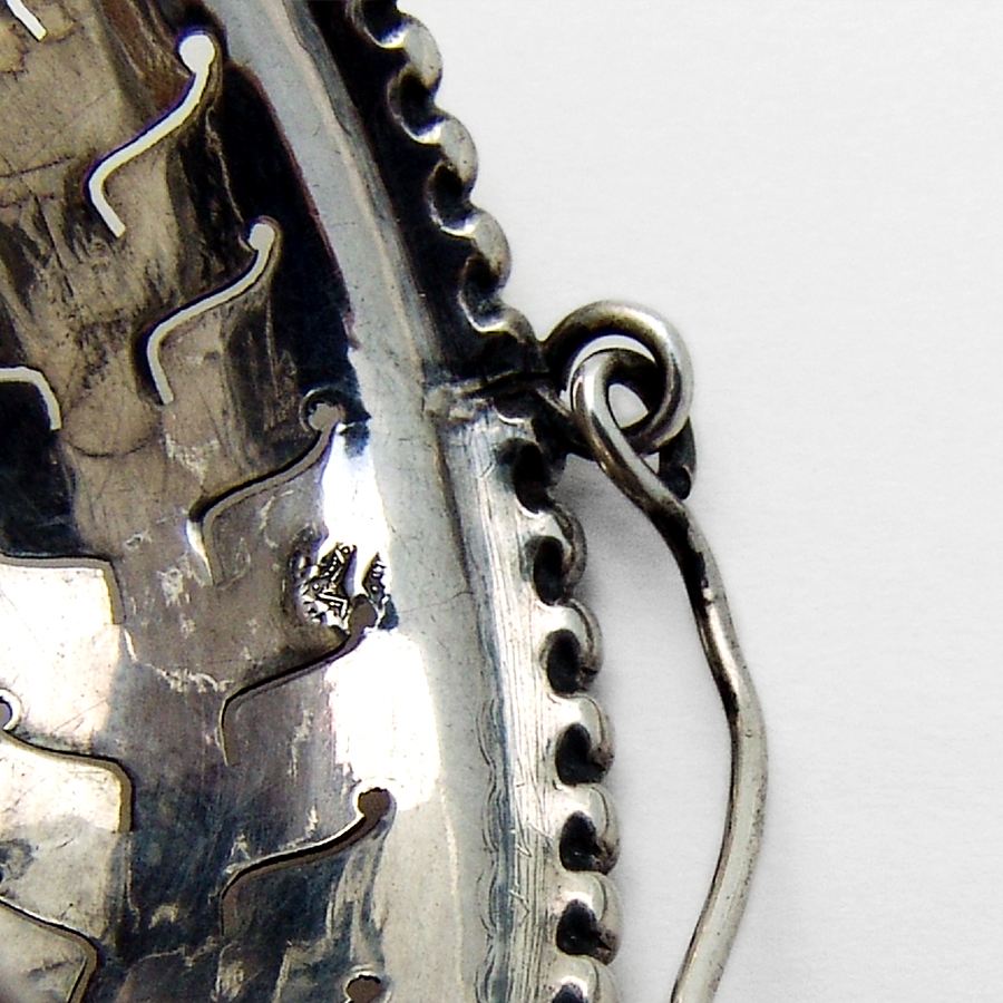 French Beaded Tea Strainer Basket Fancy Piercings 800 Silver 1900