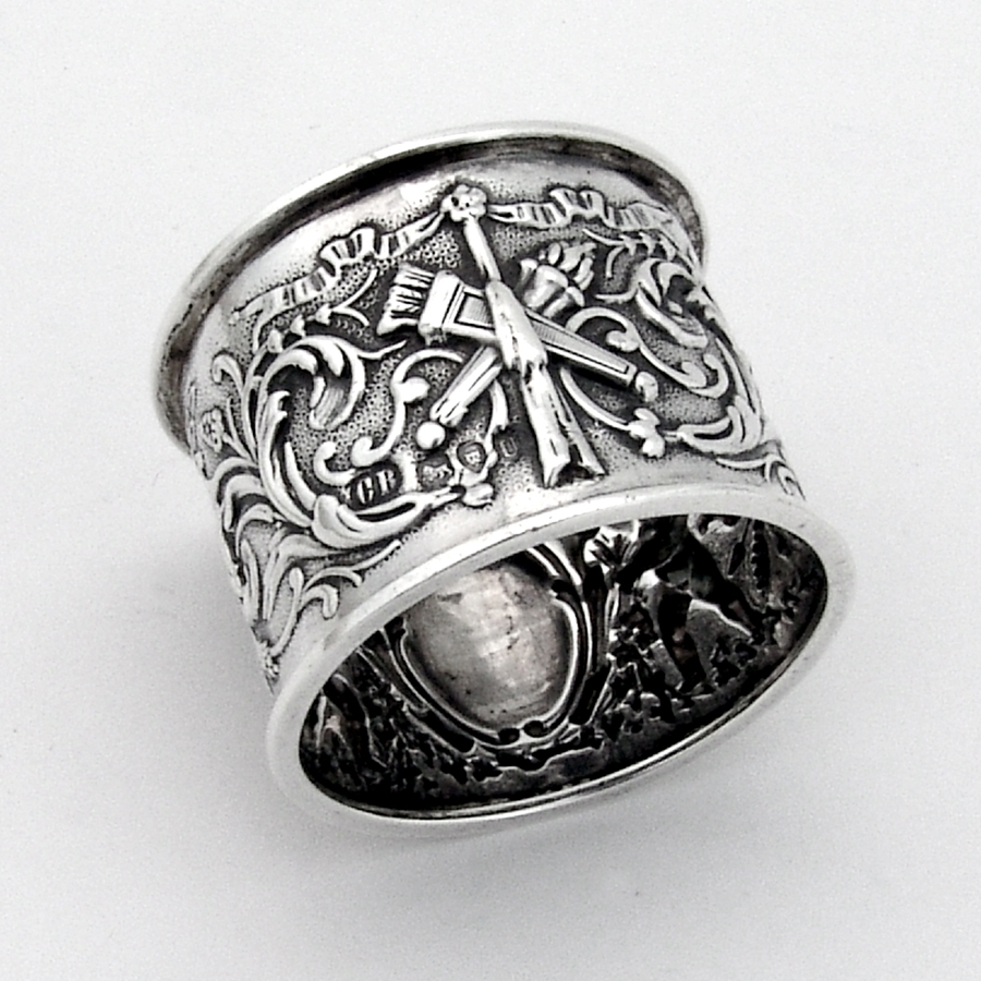 Renaissance Revival Napkin Ring Boyton II Sterling 1895 London