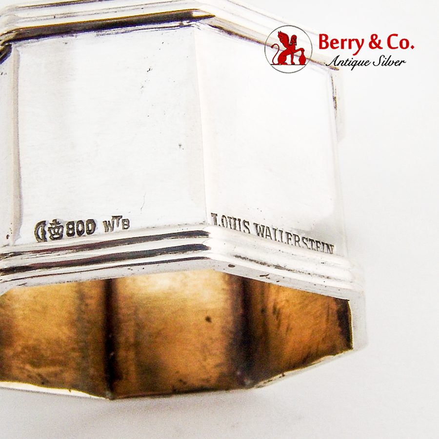 German Faceted Beaker Napkin Ring Set Wilhelm Binder 800 Silver