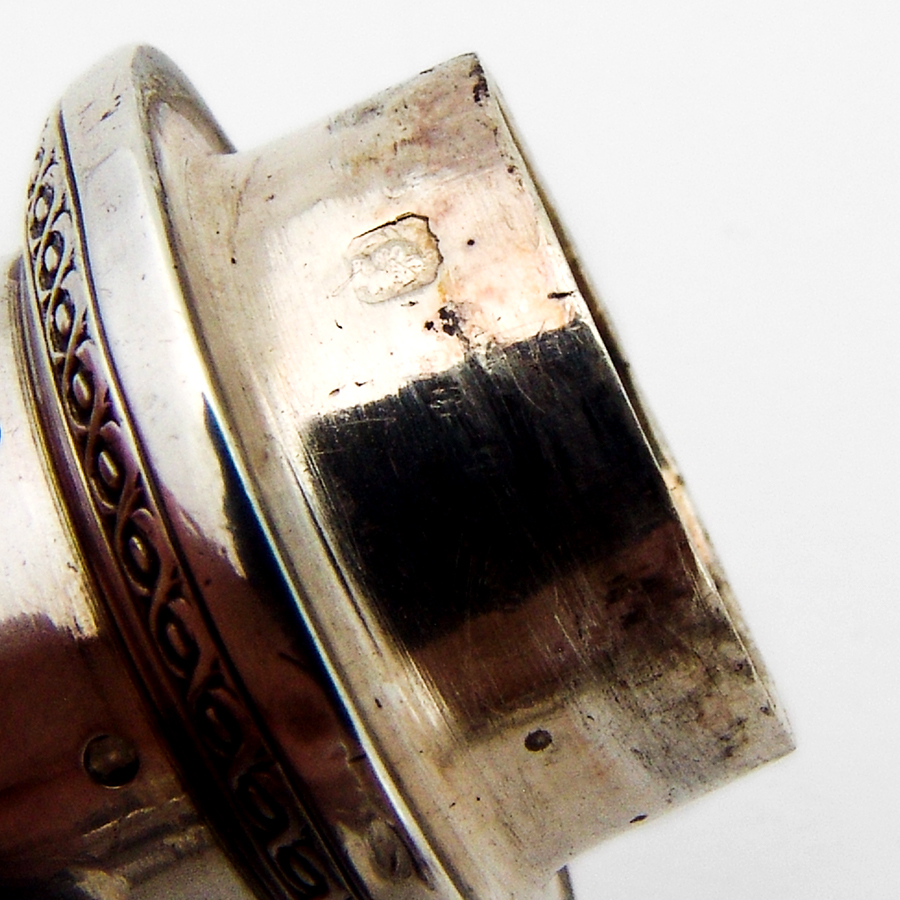 French Floral Ram Head Salt Pepper Shakers Set Sterling Silver 1900