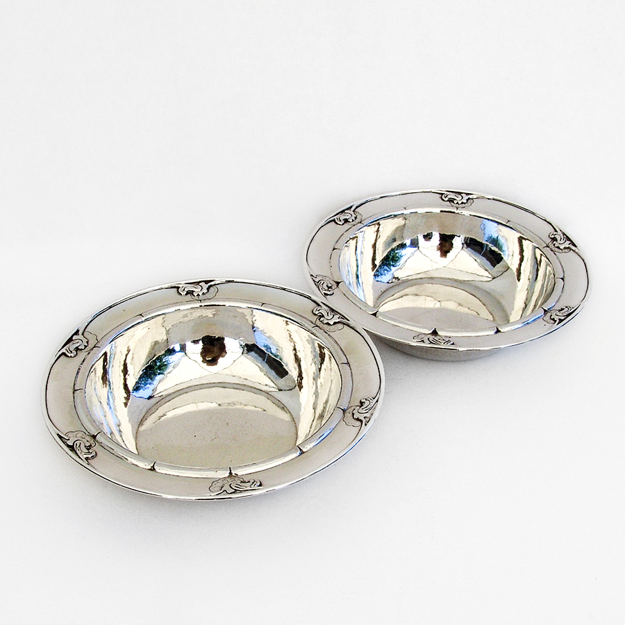Georg Jensen Blossom Serving Bowls Pair Sterling Silver Old Mark