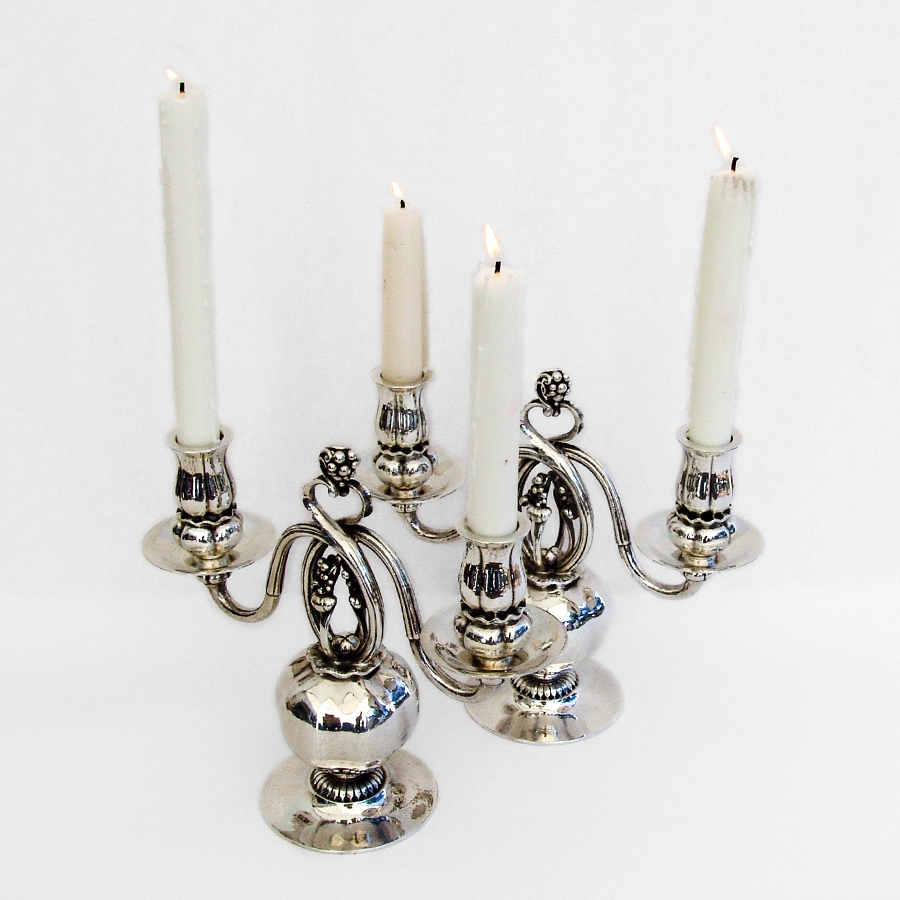 Georg Jensen Pomegranate Candelabra Pair Sterling Silver Old Mark