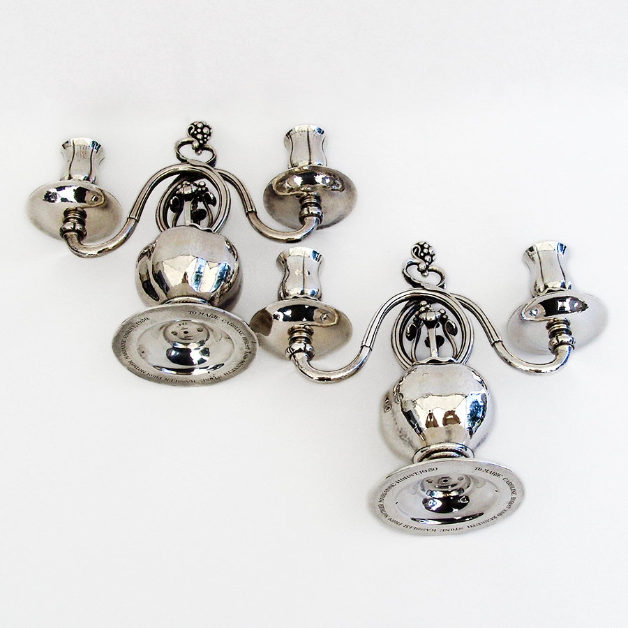 Georg Jensen Pomegranate Candelabra Pair Sterling Silver Old Mark