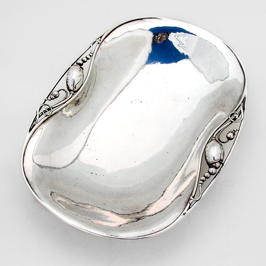 Georg Jensen Blossom Oval Bowl Sterling Silver 1930 Old Mark