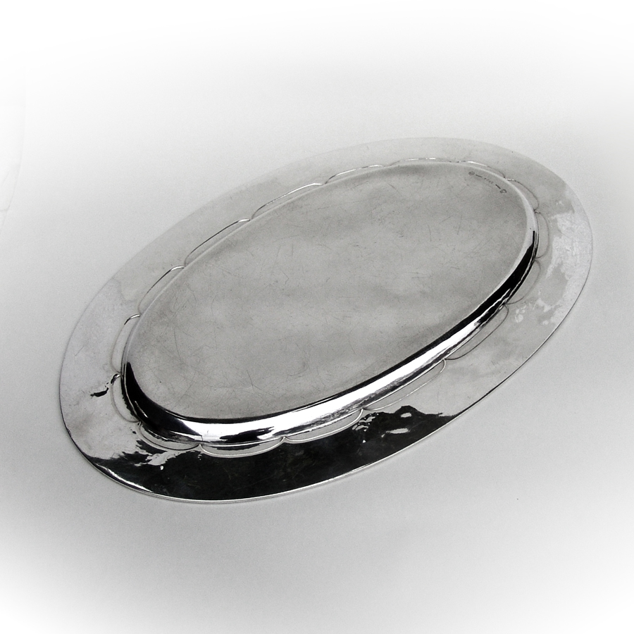 Blossom Oval Tray Sterling Silver Georg Jensen Old Mark Denmark