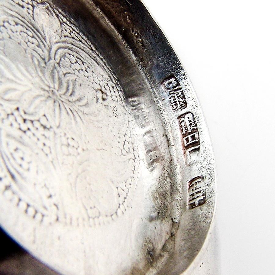 Chinese Silver Engraved Foliate Footed Dish Pair 1920