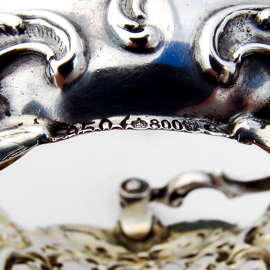 German Openwork Baroque Basket Glass Liner Gilt Interior 800 Silver