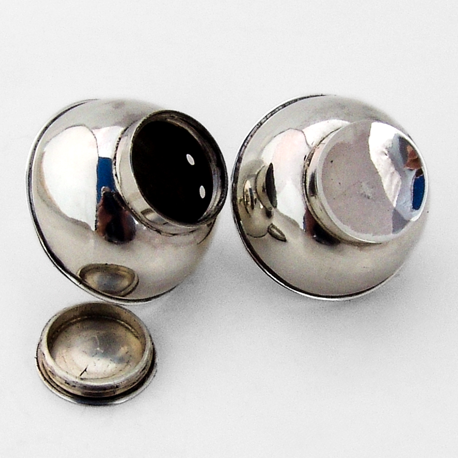 Japanese Sugar Bowl Form Salt Pepper Shakers Sterling Silver 1950
