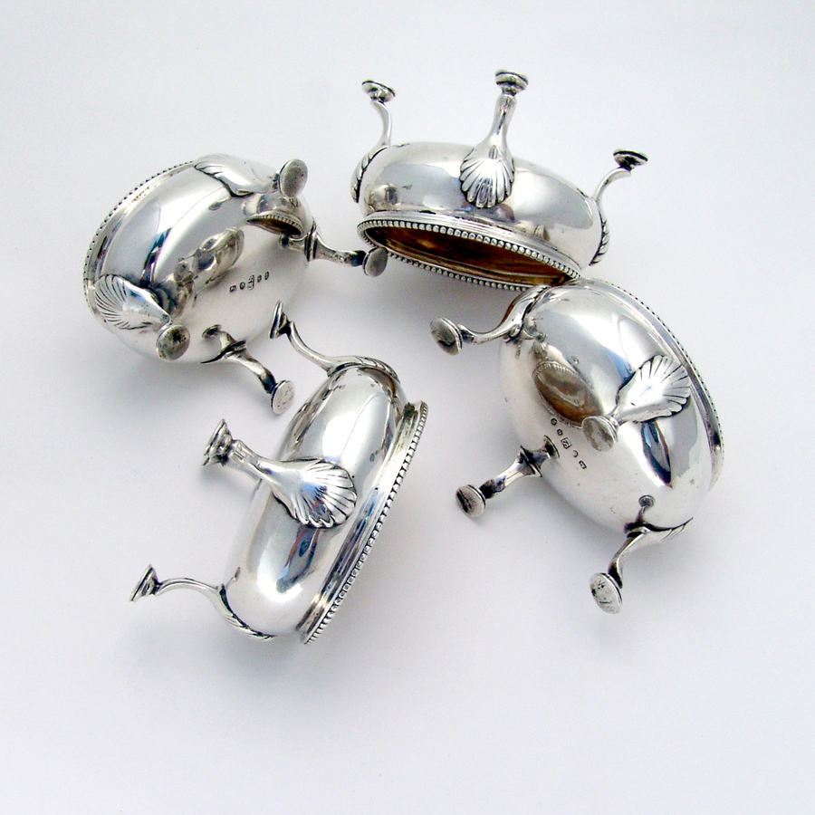 Georgian Footed Salt Cellars Set Samuel Meriton Sterling Silver 1793