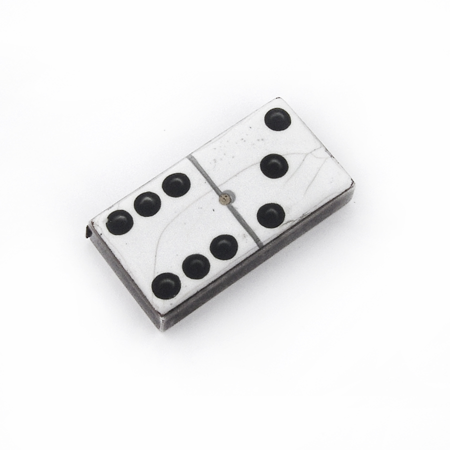 English Enamel Domino Match Safe Thomas Johnson Sterling Silver 1881