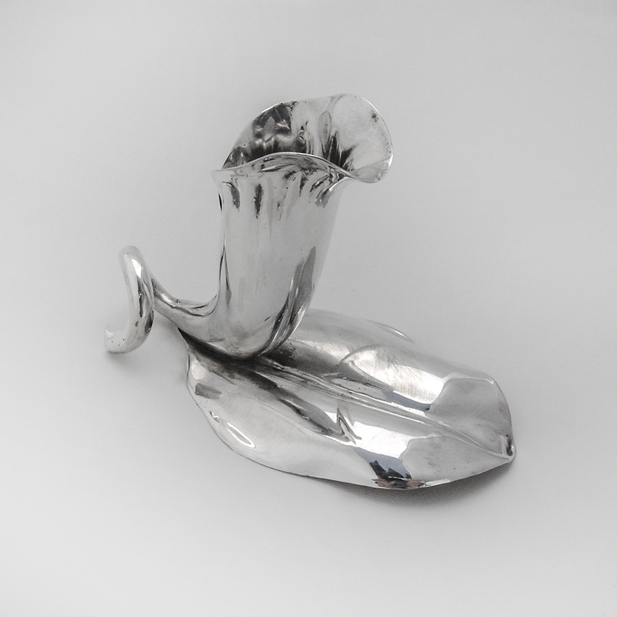 Italian Figural Leaf Blossom Candlesticks Bud Vases Set 800 Silver 1950
