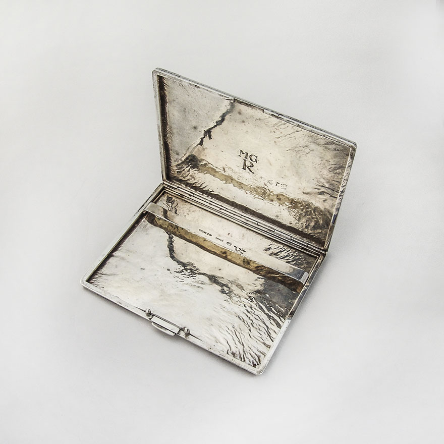 Tiffany Cigarette Case Textured Finish Sterling Silver Italy 1940s Mono