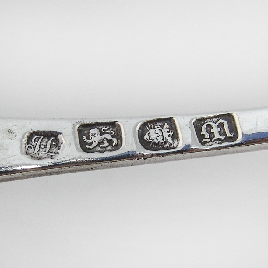 English Feather Edge Soup Ladle John Lampfert Sterling Silver 1767