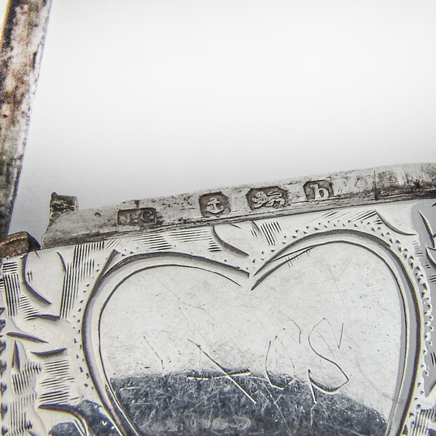 English Foliate Match Safe Heart Motif Joseph Gloster Sterling Silver 1901