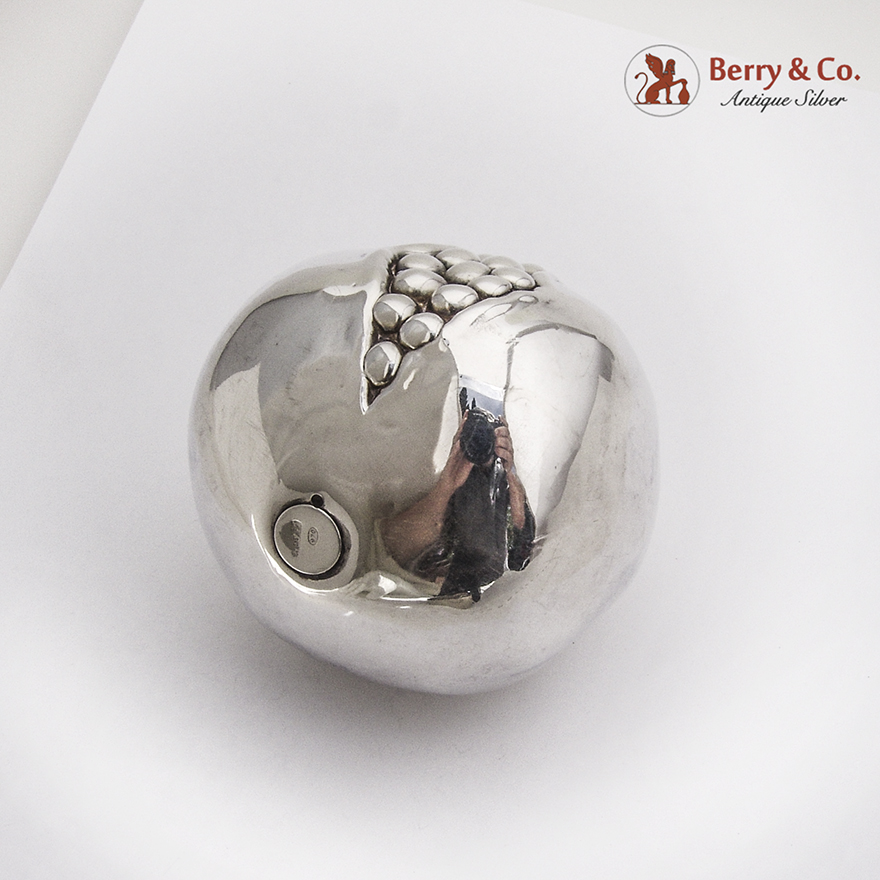 Life Size Decorative Pomegranate Figurine Italian 970 Sterling Silver 1960