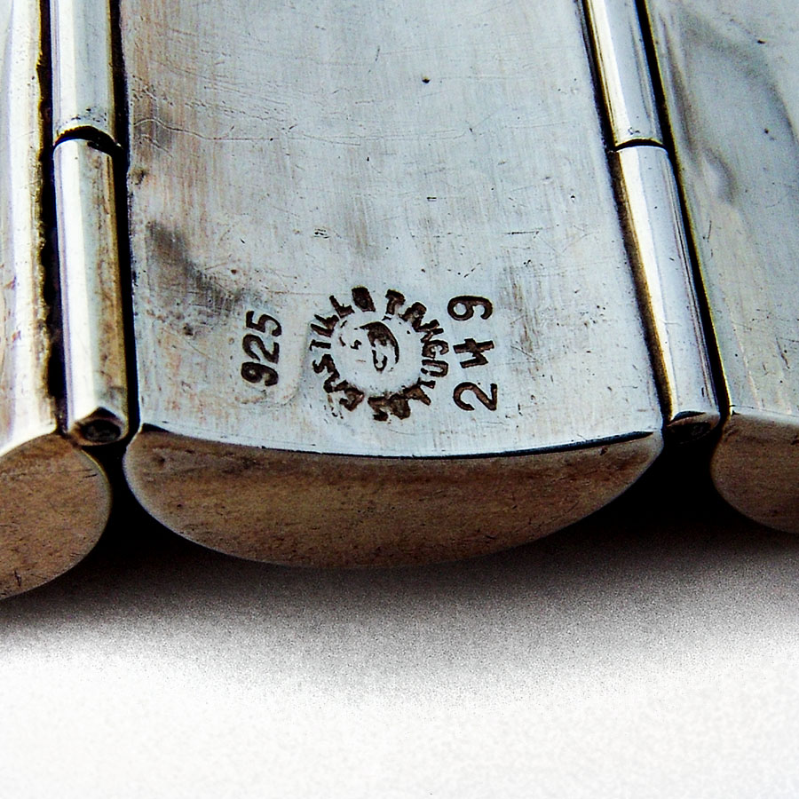 Los Castillo Ornate Barrel Link Bracelet Sterling Silver Mexico
