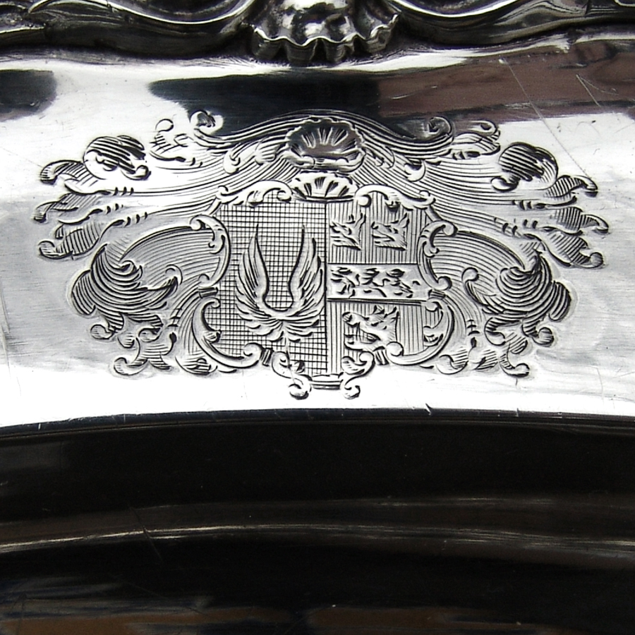 English Oval Platter Foliate Shell Border Joseph Angell Sterling Silver 1828