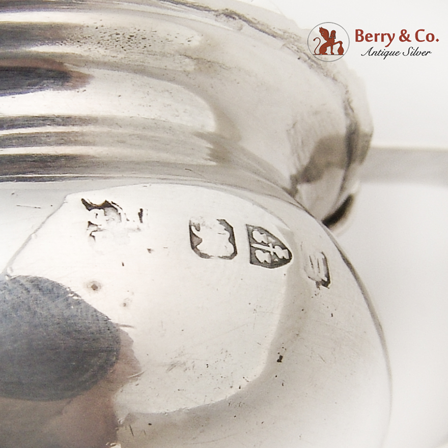 English Mustard Pot Gadroon Rim Glass Liner Sterling Silver 1895