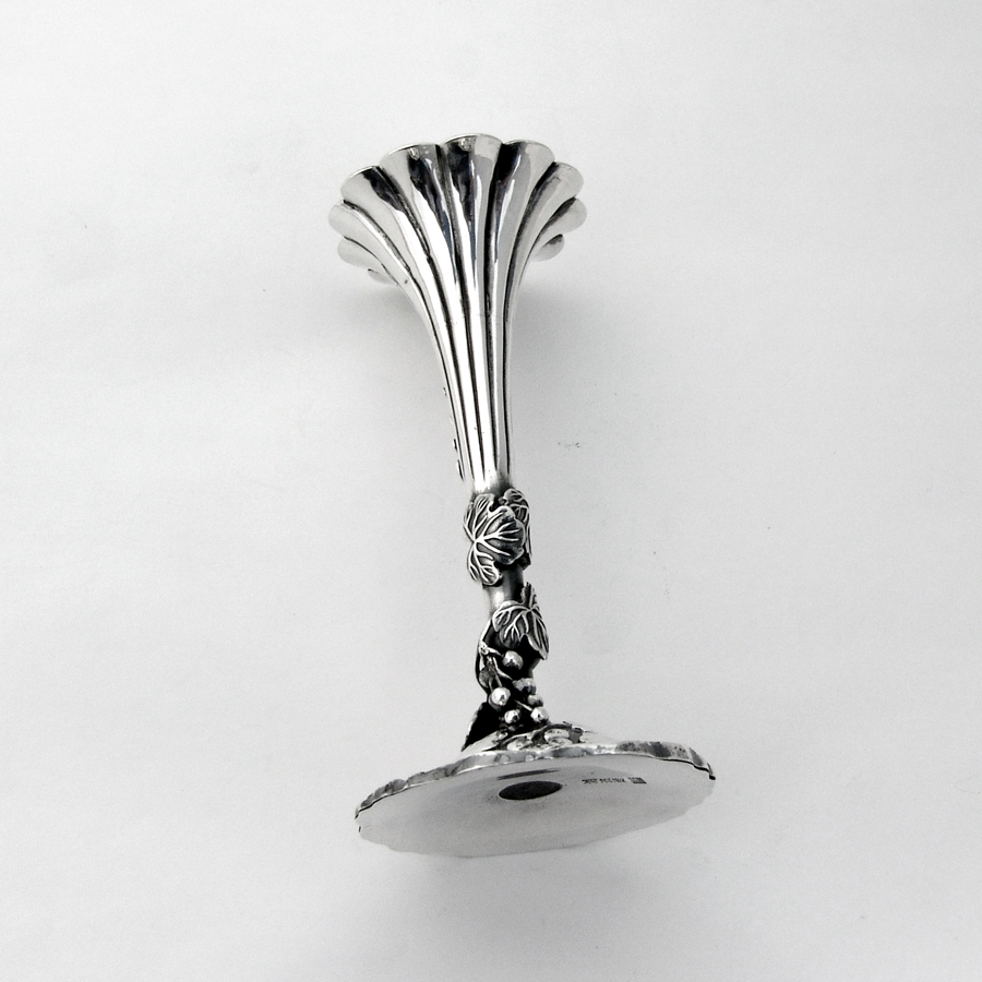 Chinese Export Silver Bud Vase Figural Grapevine Base 1900