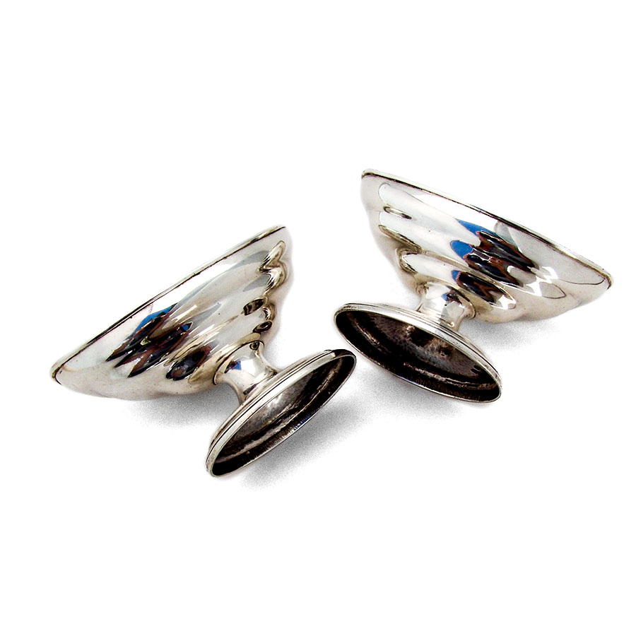 English Footed Oval Open Salts Pair Bateman Sterling Silver 1797