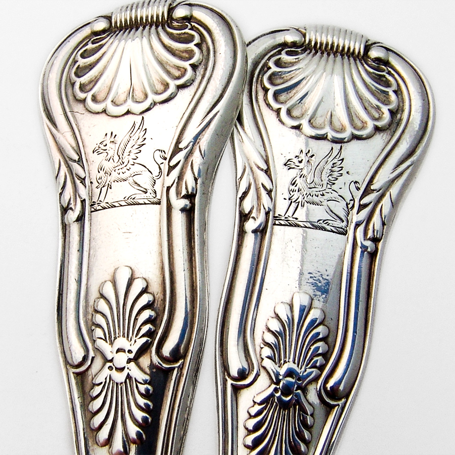 English Kings Gravy Ladles Pair Richard Poulden Sterling Silver 1822