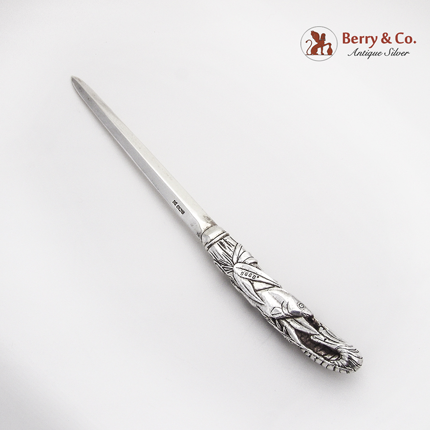 English Figural Sea Theme Letter Opener Terry Shaverin Sterling Silver 1993