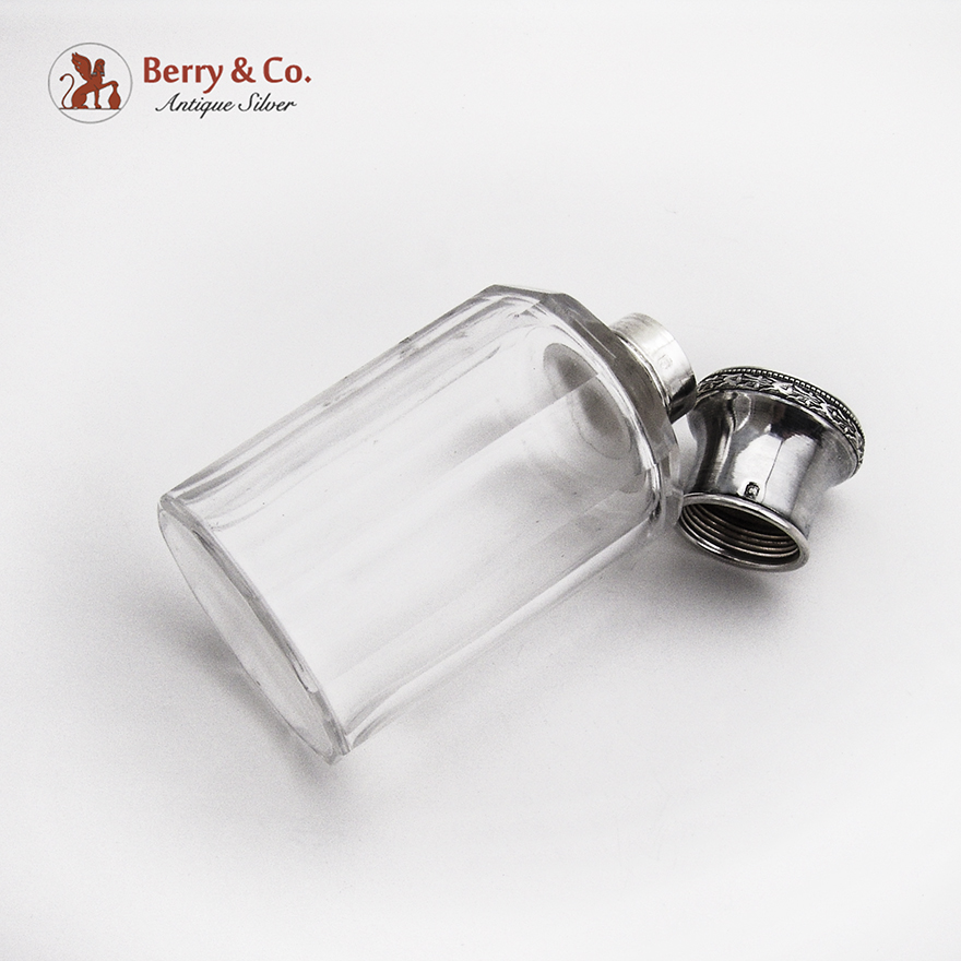 French Cologne Bottle Victor Lauer 950 Sterling Silver Cut Glass Mono LM