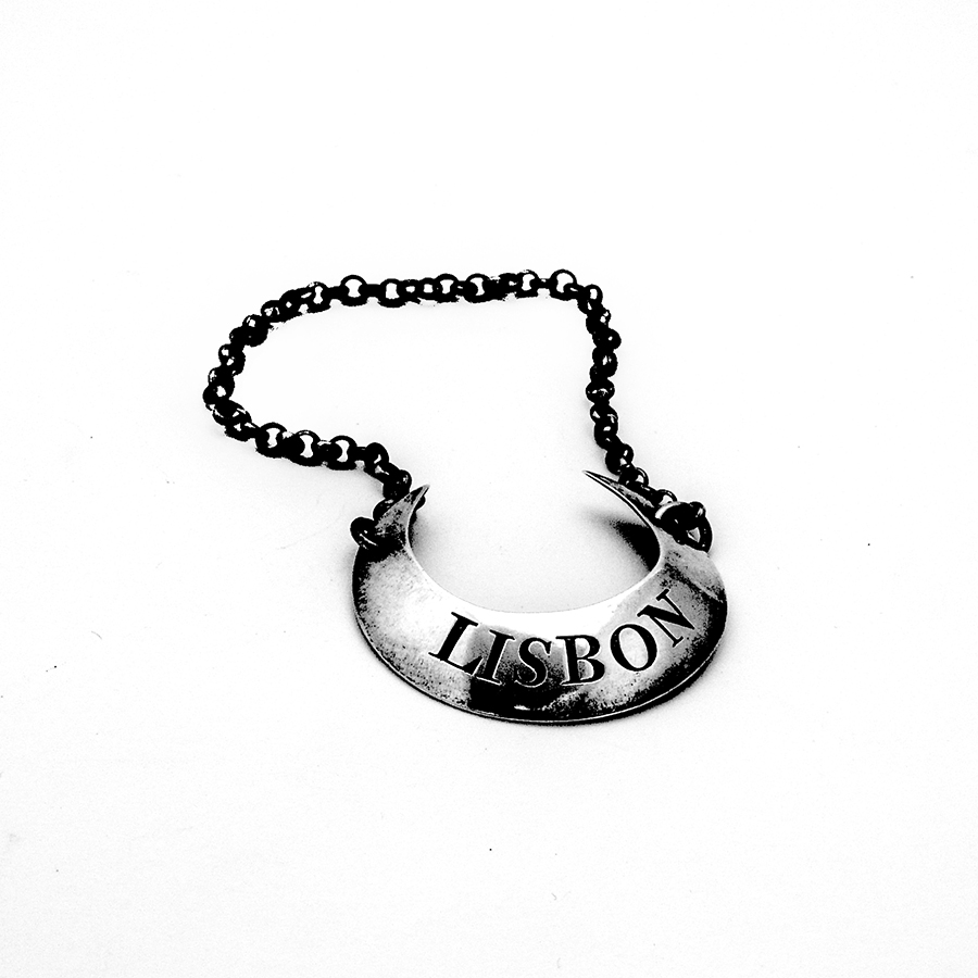 English Lisbon Bottle Label Tag Bateman Sterling Silver 1791