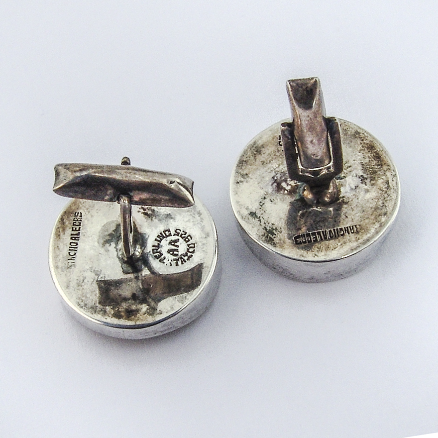 Round Cutwork G Letter Cufflinks Sterling Silver Rancho Alegre