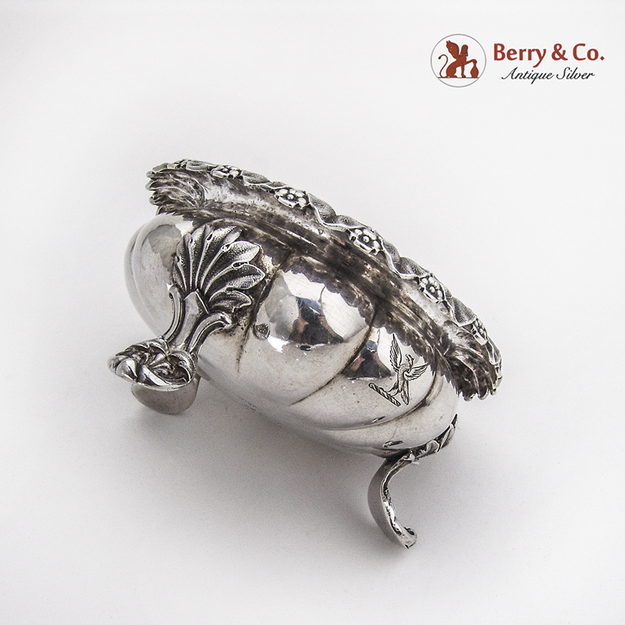 Georgian Ornate Footed Master Salt Dish Emes Barnard Sterling Silver 1828 Crest